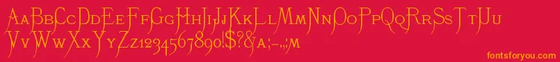 フォントK22Monastic – 赤い背景にオレンジの文字