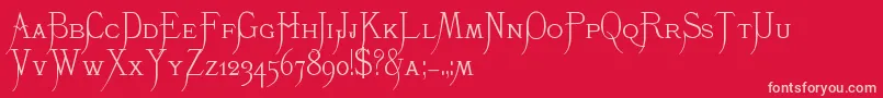 K22Monastic Font – Pink Fonts on Red Background