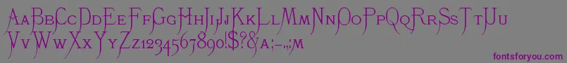 フォントK22Monastic – 紫色のフォント、灰色の背景