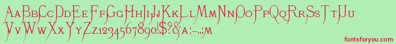 K22Monastic Font – Red Fonts on Green Background
