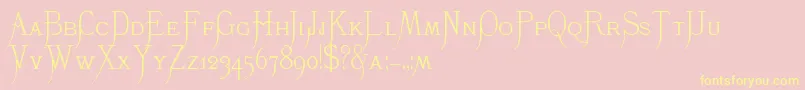 K22Monastic-fontti – keltaiset fontit vaaleanpunaisella taustalla