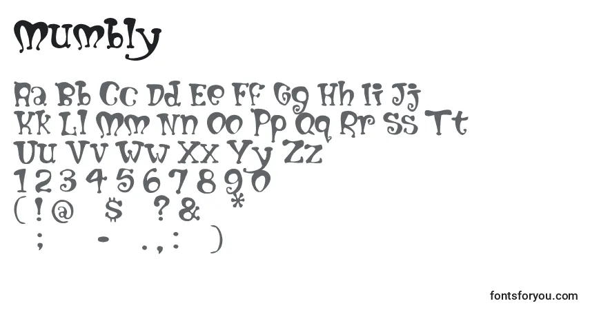 Czcionka Mumbly – alfabet, cyfry, specjalne znaki