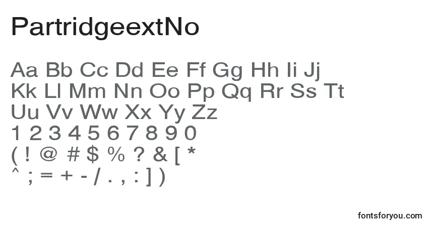 Schriftart PartridgeextNo – Alphabet, Zahlen, spezielle Symbole