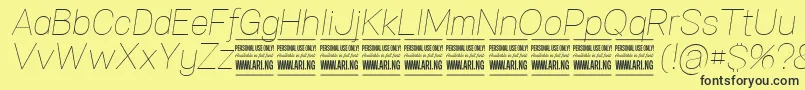 Czcionka SpecifypersonalNormthinitalic – czarne czcionki na żółtym tle