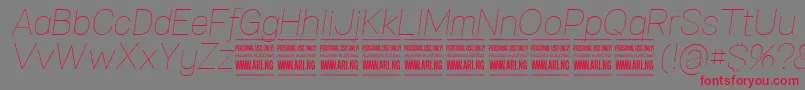 フォントSpecifypersonalNormthinitalic – 赤い文字の灰色の背景