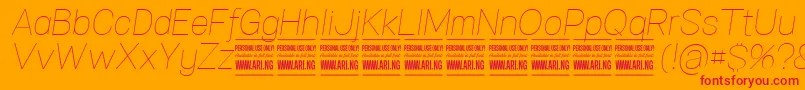 Fonte SpecifypersonalNormthinitalic – fontes vermelhas em um fundo laranja