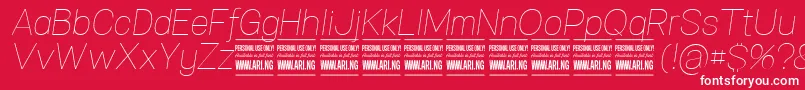 フォントSpecifypersonalNormthinitalic – 赤い背景に白い文字