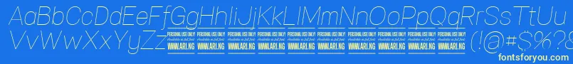 SpecifypersonalNormthinitalic Font – Yellow Fonts on Blue Background