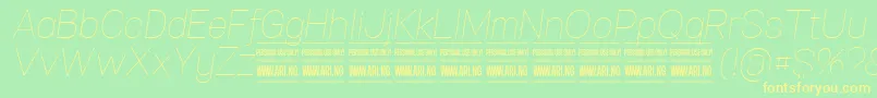 SpecifypersonalNormthinitalic Font – Yellow Fonts on Green Background