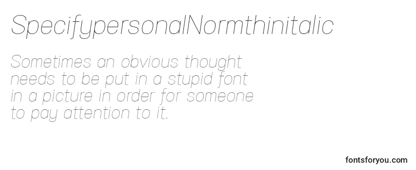 SpecifypersonalNormthinitalic Font