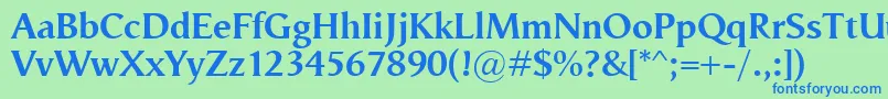 VegaAntikvaBold Font – Blue Fonts on Green Background