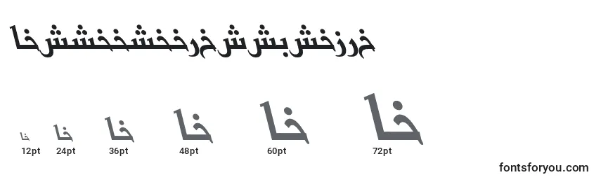 Размеры шрифта BasraarabicttItalic
