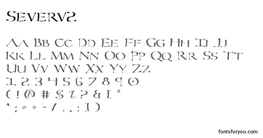 A fonte Severv2 – alfabeto, números, caracteres especiais
