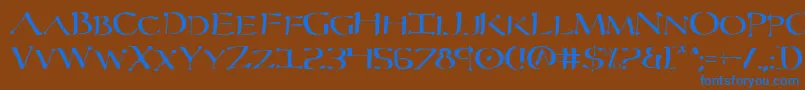 フォントSeverv2 – 茶色の背景に青い文字
