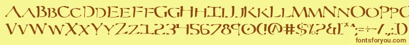 フォントSeverv2 – 茶色の文字が黄色の背景にあります。