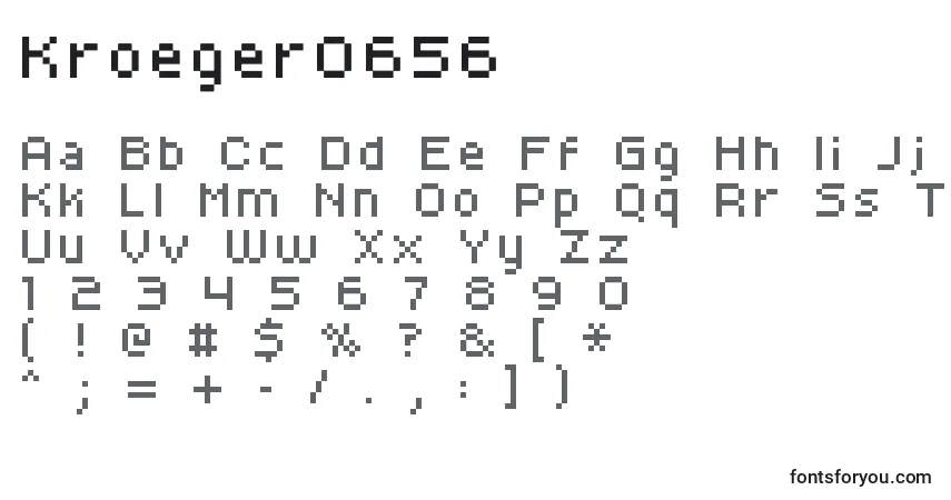 Czcionka Kroeger0656 – alfabet, cyfry, specjalne znaki