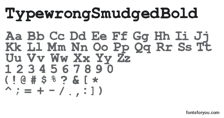 A fonte TypewrongSmudgedBold – alfabeto, números, caracteres especiais
