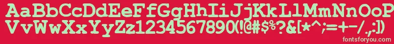 Fonte TypewrongSmudgedBold – fontes verdes em um fundo vermelho