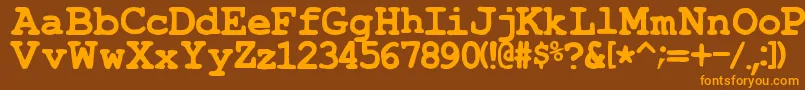 TypewrongSmudgedBold-Schriftart – Orangefarbene Schriften auf braunem Hintergrund