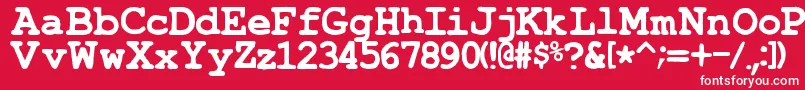 Fonte TypewrongSmudgedBold – fontes brancas em um fundo vermelho