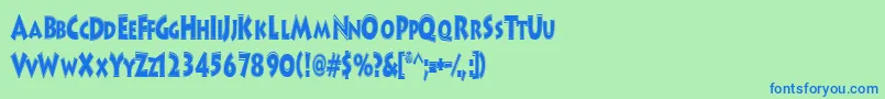 フォントHanzelscapssskBold – 青い文字は緑の背景です。