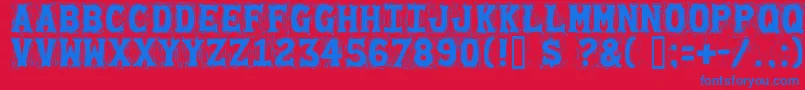 Gommogravure-fontti – siniset fontit punaisella taustalla