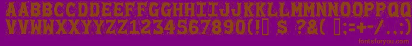 Gommogravure-Schriftart – Braune Schriften auf violettem Hintergrund