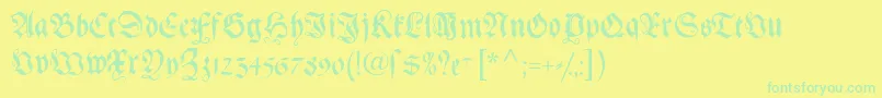 Fonte Gebetbuch – fontes verdes em um fundo amarelo