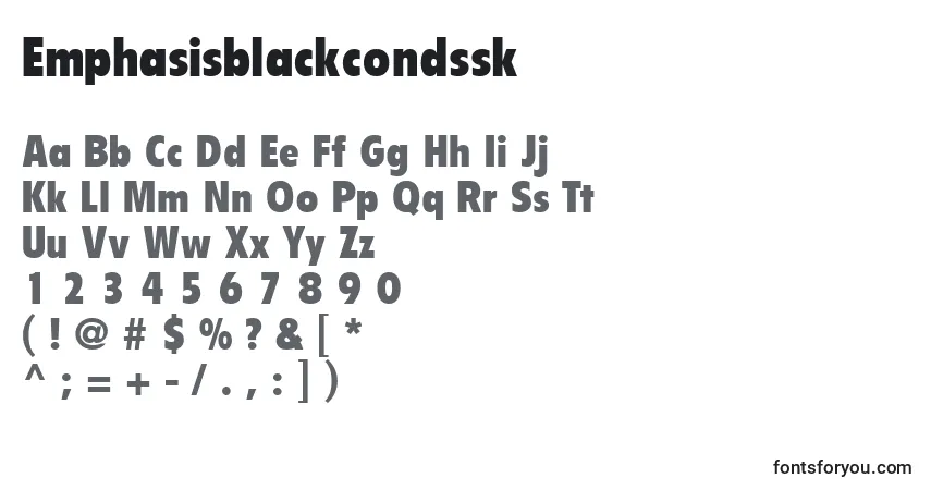 Czcionka Emphasisblackcondssk – alfabet, cyfry, specjalne znaki
