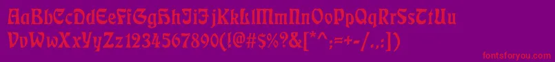 Ecmann-Schriftart – Rote Schriften auf violettem Hintergrund