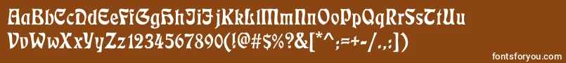 Ecmann-Schriftart – Weiße Schriften auf braunem Hintergrund