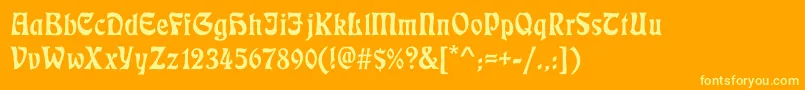 Ecmann-Schriftart – Gelbe Schriften auf orangefarbenem Hintergrund