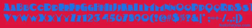 Kerfufflenf-Schriftart – Blaue Schriften auf rotem Hintergrund