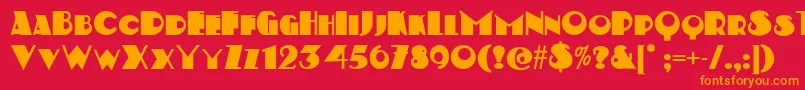 フォントKerfufflenf – 赤い背景にオレンジの文字