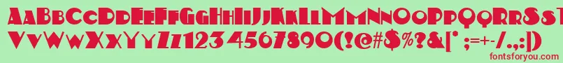 フォントKerfufflenf – 赤い文字の緑の背景
