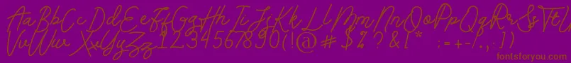 Andalusia-Schriftart – Braune Schriften auf violettem Hintergrund