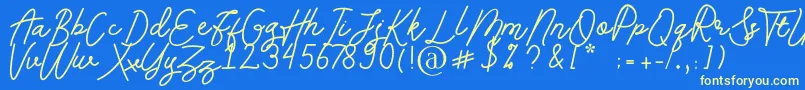 Andalusia Font – Yellow Fonts on Blue Background