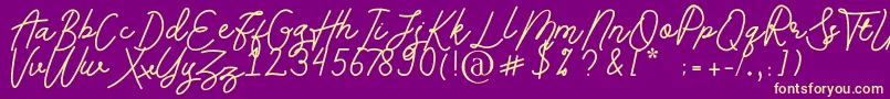 Andalusia Font – Yellow Fonts on Purple Background