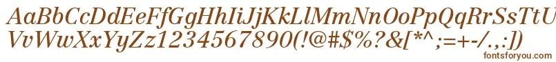 CentennialltstdItalic-Schriftart – Braune Schriften auf weißem Hintergrund