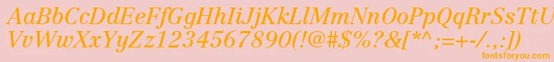 フォントCentennialltstdItalic – オレンジの文字がピンクの背景にあります。