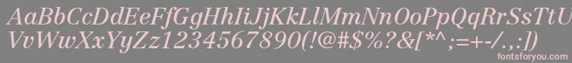 フォントCentennialltstdItalic – 灰色の背景にピンクのフォント