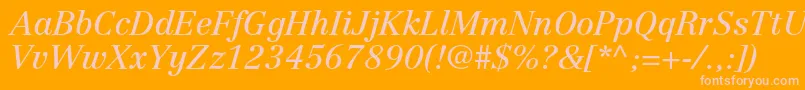 CentennialltstdItalic-fontti – vaaleanpunaiset fontit oranssilla taustalla