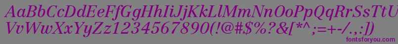 フォントCentennialltstdItalic – 紫色のフォント、灰色の背景