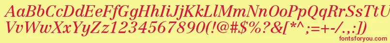 CentennialltstdItalic Font – Red Fonts on Yellow Background