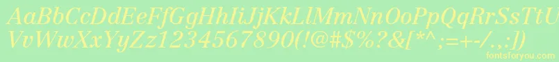 フォントCentennialltstdItalic – 黄色の文字が緑の背景にあります