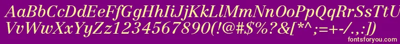 CentennialltstdItalic Font – Yellow Fonts on Purple Background