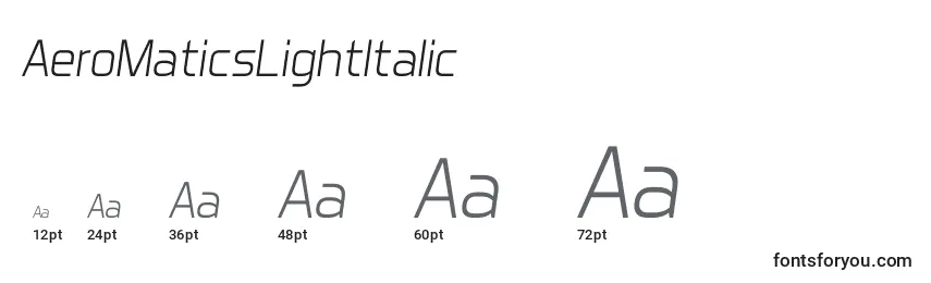 Размеры шрифта AeroMaticsLightItalic