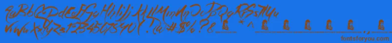 フォントMagicPies – 茶色の文字が青い背景にあります。