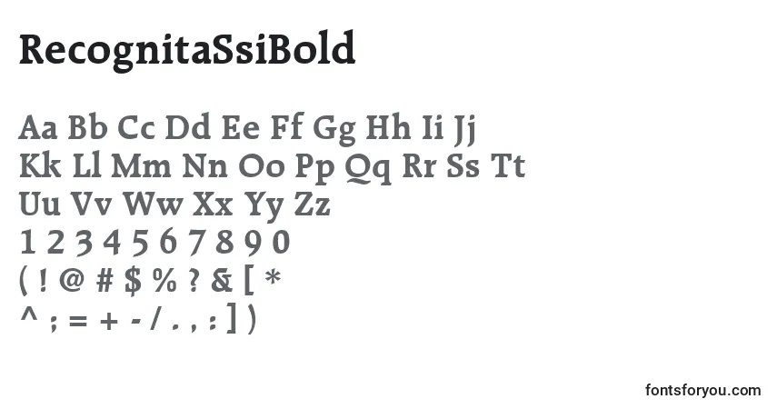 Шрифт RecognitaSsiBold – алфавит, цифры, специальные символы