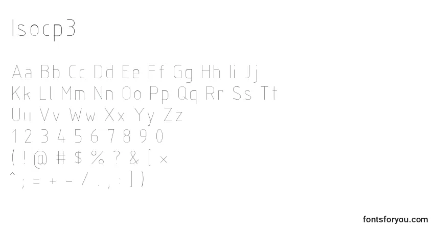 A fonte Isocp3 – alfabeto, números, caracteres especiais